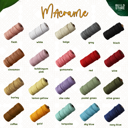 Macrame Rope Cord 3mm x 80m DIY Colored Macrame Cotton Rope / Colored Cotton Cord