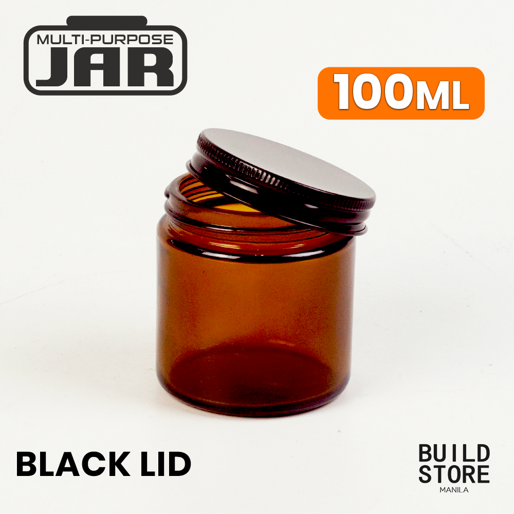 Clear or Amber Glass Jar Container for Candle Making DIY Art Jar with Black Silver Metal Lid Cosmetic