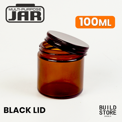 Clear or Amber Glass Jar Container for Candle Making DIY Art Jar with Black Silver Metal Lid Cosmetic