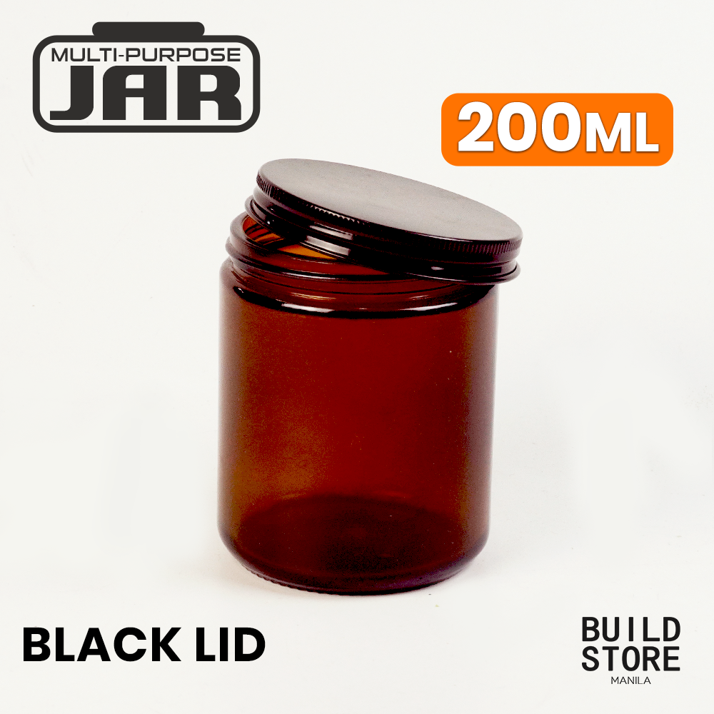 Clear or Amber Glass Jar Container for Candle Making DIY Art Jar with Black Silver Metal Lid Cosmetic