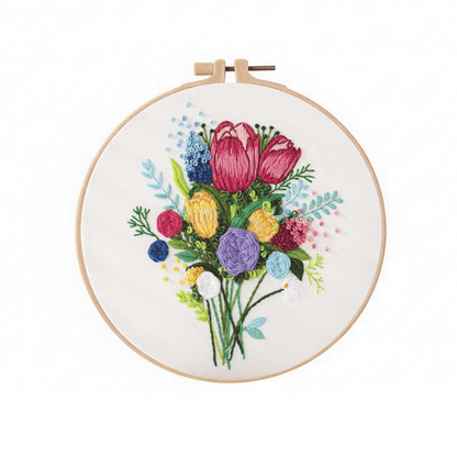 [ SET ] Embroidery Beginner Kit with Threads Tools | Embroidery Stitching Kit  Flowers Plants Animal