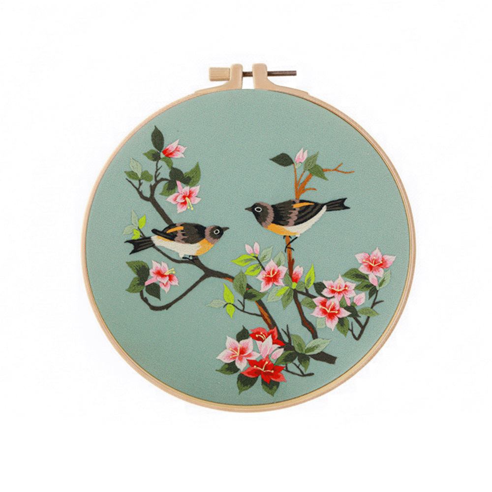 [ SET ] Embroidery Beginner Kit with Threads Tools | Embroidery Stitching Kit  Flowers Plants Animal
