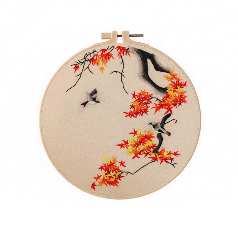 [ SET ] Embroidery Beginner Kit with Threads Tools | Embroidery Stitching Kit  Flowers Plants Animal