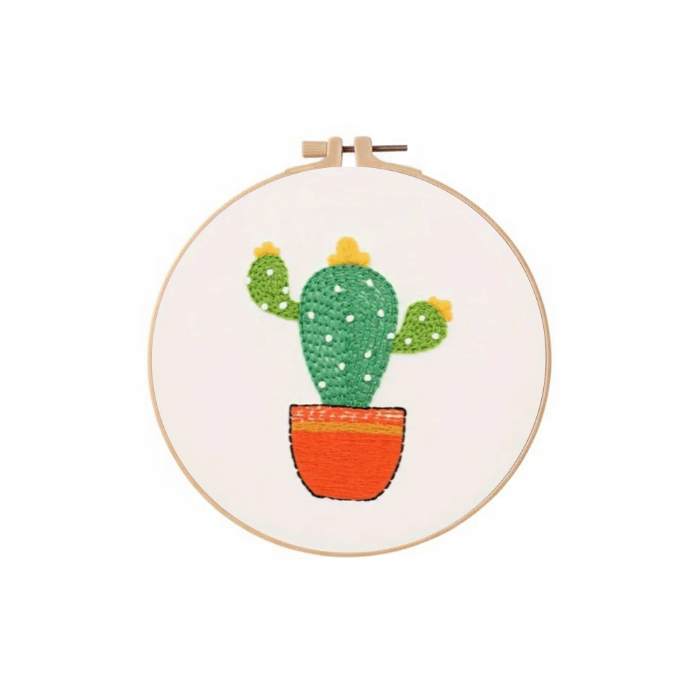 [ SET ] Embroidery Beginner Kit with Threads Tools | Embroidery Stitching Kit  Flowers Plants Animal