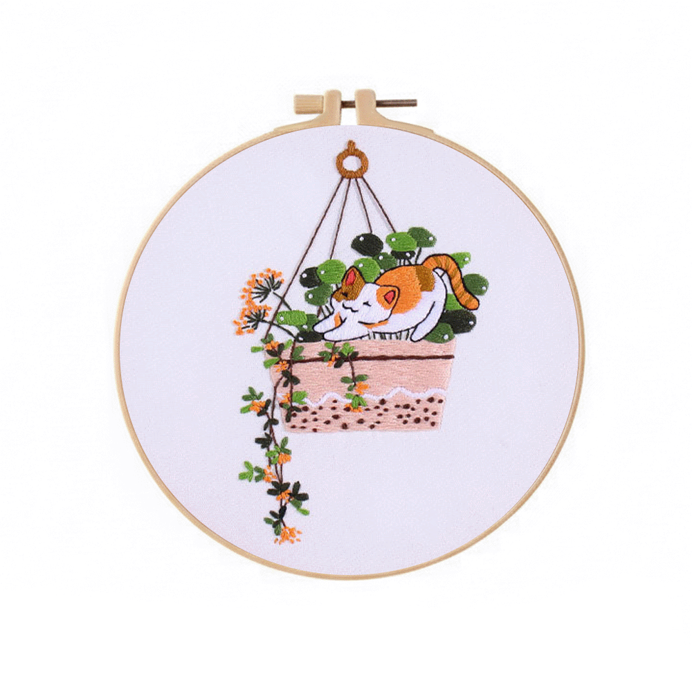 [ SET ] Embroidery Beginner Kit with Threads Tools | Embroidery Stitching Kit  Flowers Plants Animal