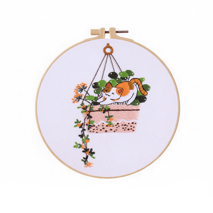 [ SET ] Embroidery Beginner Kit with Threads Tools | Embroidery Stitching Kit  Flowers Plants Animal