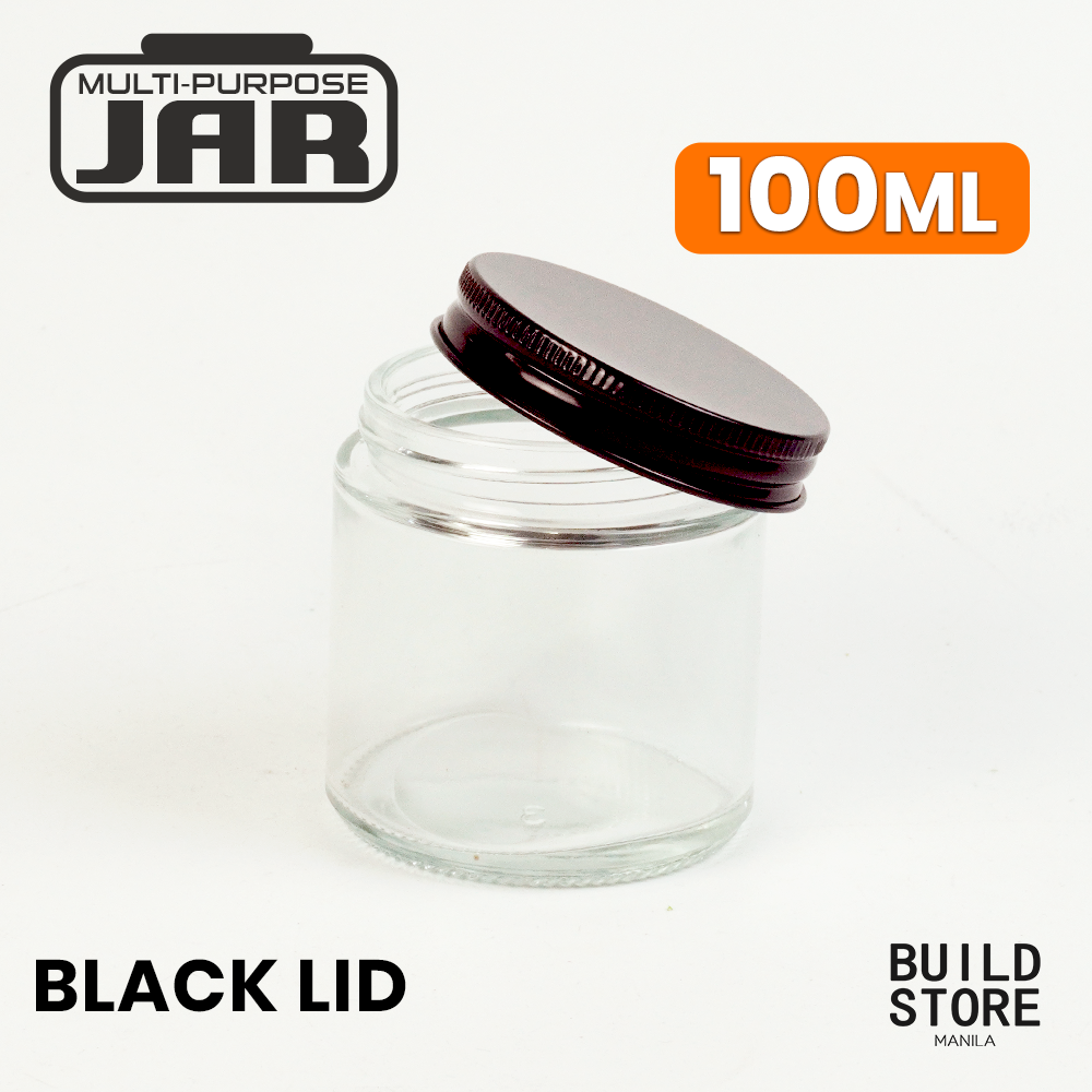 Clear or Amber Glass Jar Container for Candle Making DIY Art Jar with Black Silver Metal Lid Cosmetic