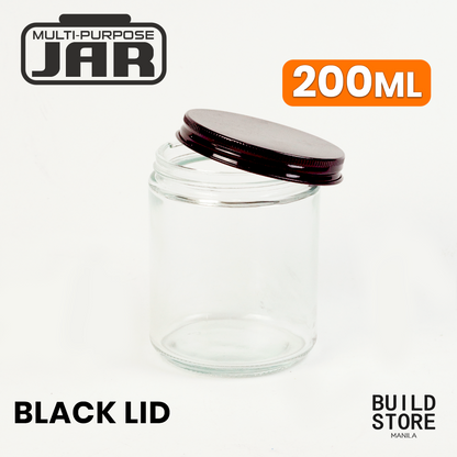 Clear or Amber Glass Jar Container for Candle Making DIY Art Jar with Black Silver Metal Lid Cosmetic