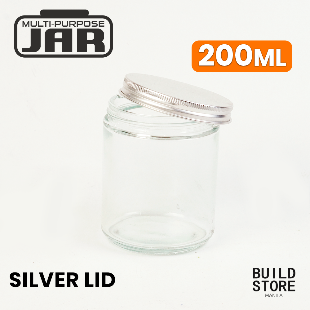 Clear or Amber Glass Jar Container for Candle Making DIY Art Jar with Black Silver Metal Lid Cosmetic