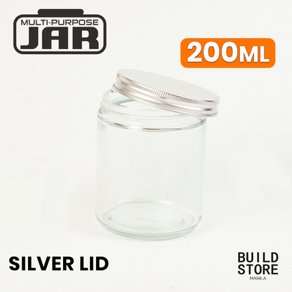 Clear or Amber Glass Jar Container for Candle Making DIY Art Jar with Black Silver Metal Lid Cosmetic