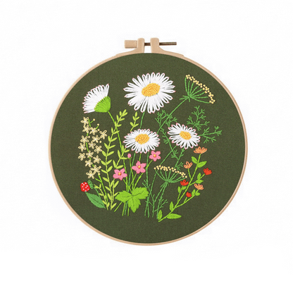 [ SET ] Embroidery Beginner Kit with Threads Tools | Embroidery Stitching Kit  Flowers Plants Animal