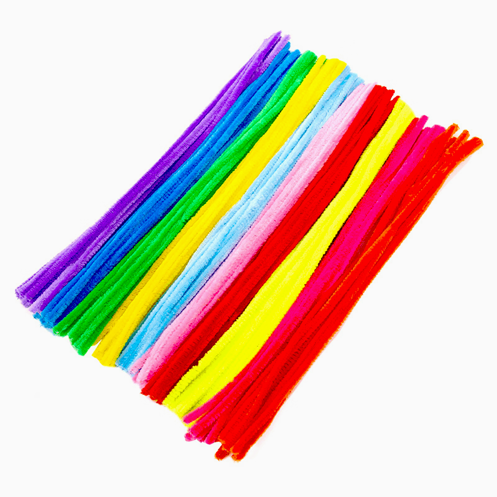 50 pcs Fuzzy Wire 6mm x 30cm - Colorful Chenille Stems Twist Wire for DIY Pipe Cleaner