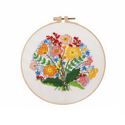 [ SET ] Embroidery Beginner Kit with Threads Tools | Embroidery Stitching Kit  Flowers Plants Animal
