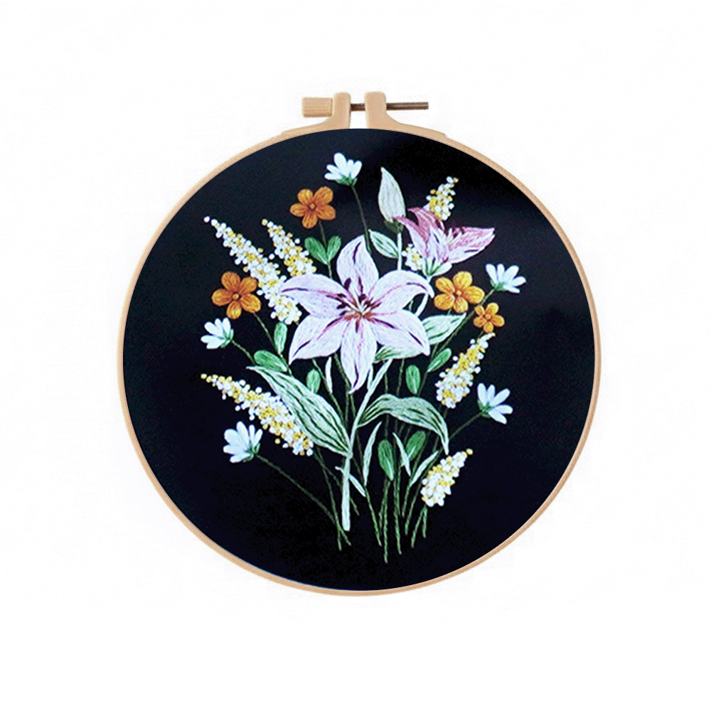 [ SET ] Embroidery Beginner Kit with Threads Tools | Embroidery Stitching Kit  Flowers Plants Animal