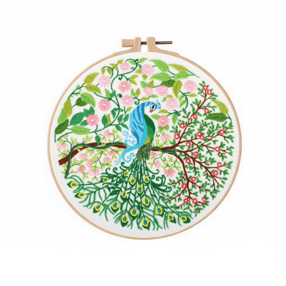 [ SET ] Embroidery Beginner Kit with Threads Tools | Embroidery Stitching Kit  Flowers Plants Animal