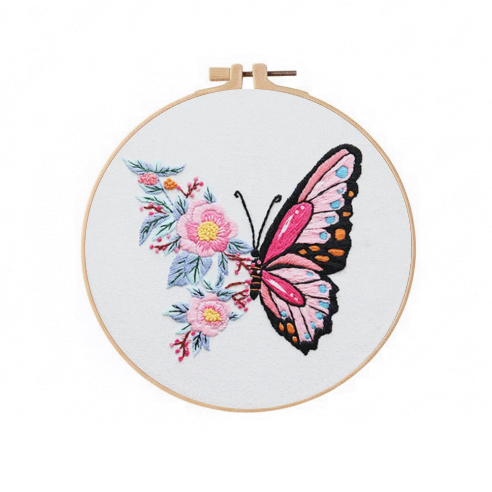 [ SET ] Embroidery Beginner Kit with Threads Tools | Embroidery Stitching Kit  Flowers Plants Animal