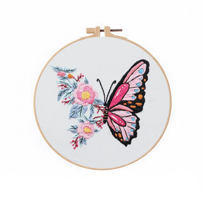 [ SET ] Embroidery Beginner Kit with Threads Tools | Embroidery Stitching Kit  Flowers Plants Animal