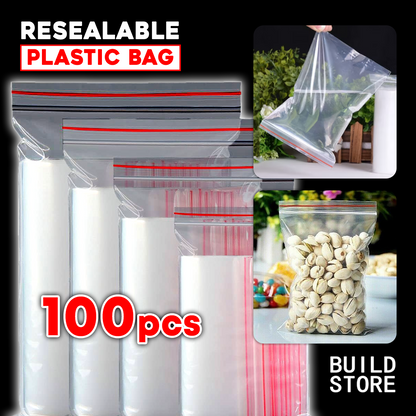 100 Pcs Resealable Zip Lock Bag