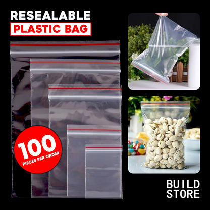 100 Pcs Resealable Zip Lock Bag
