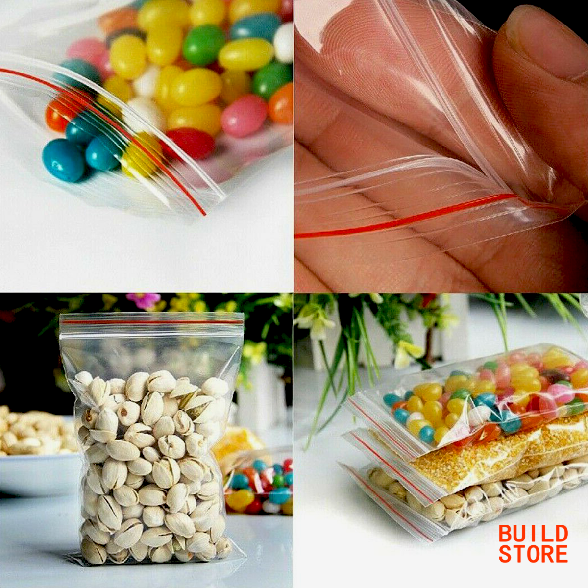 100 Pcs Resealable Zip Lock Bag