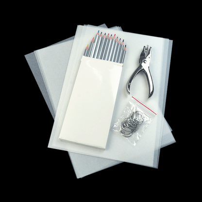 Heat Shrink Paper Plastic Kit with Colored Pencils, Keychain Accessories, and Hole Punch