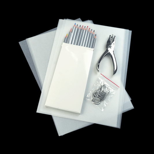 Heat Shrink Paper Plastic Kit with Colored Pencils, Keychain Accessories, and Hole Punch