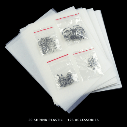 Heat Shrink Paper Plastic Kit with Colored Pencils, Keychain Accessories, and Hole Punch
