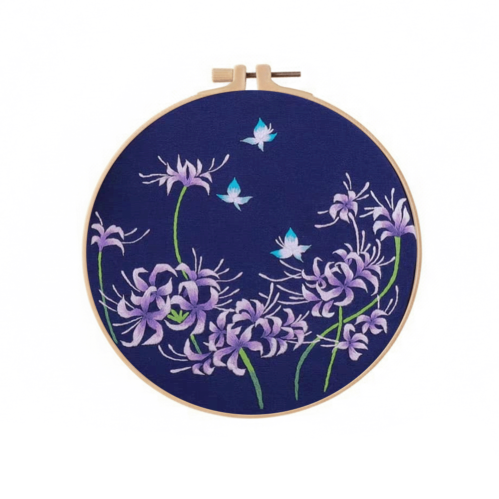 [ SET ] Embroidery Beginner Kit with Threads Tools | Embroidery Stitching Kit  Flowers Plants Animal