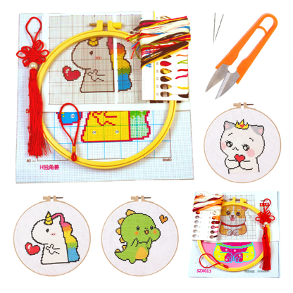 20cm DIY Cross Stitch Embroidery Kit With Tools and scisscor