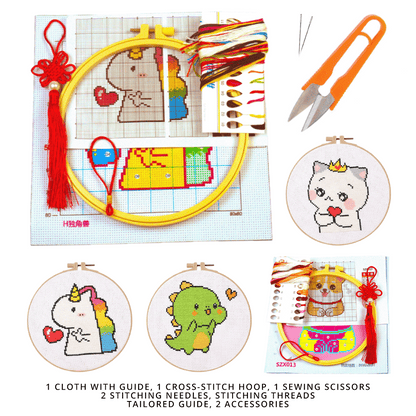 20cm DIY Cross Stitch Embroidery Kit With Tools and scisscor