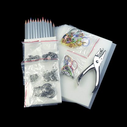 Heat Shrink Paper Plastic Kit with Colored Pencils, Keychain Accessories, and Hole Punch